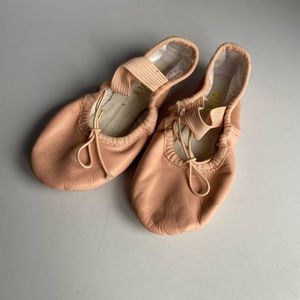 Vintage Pink Leather Baby Ballerina Slippers
